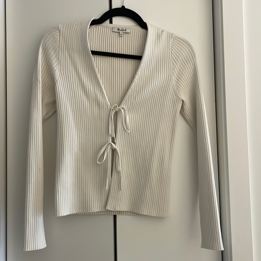 Madewell Cream Tie Sweater